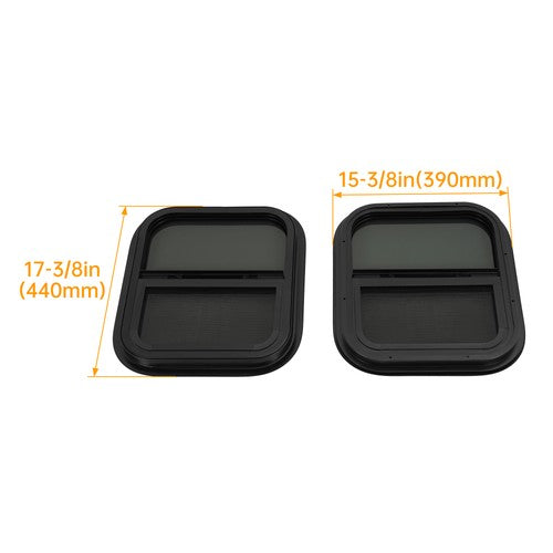 RV Replacement Windows Black 14 W x 16 H Teardrop Style Vertical Slide 2 Pack