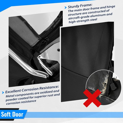 UTV Frame Cab Enclosure Soft Doors for Polaris Ranger 1000 XP 1000 2017-24