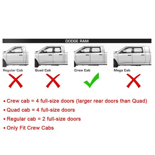 4 Piece Rocker Panel Guard Sill Plate Cover for RAM 1500 2500 3500 Crew Cab 2009 18