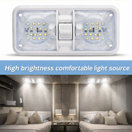 5x RV LED 12V Double Dome Light Ceiling Fixture for Camper Trailer Marine