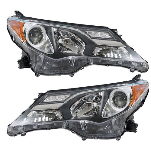 DURAFORCE Fit For Toyota RAV4 2013 2014 2015 LH+RH Headlight Headlamps Clear Lens Halogen