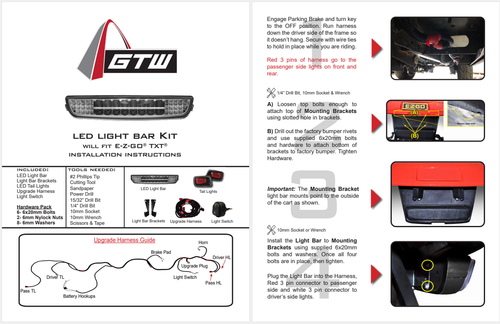 DURAFORCE Golf Cart LED Light Bar Kit with LED Taillights For EZGO TXT 1996-2013