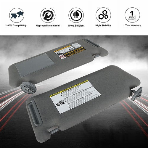 DURAFORCE LH + RH Sun Visors Gray 74320-35C10-B0 Fit For Toyota Tacoma 2005-2015 2PCS New