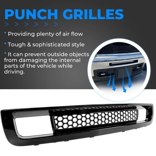Lower Bumper Mesh Grille Gloss Black for 07-13 Sierra 1500 Denali Pickup
