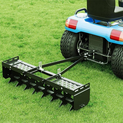 DURAFORCE 32 Inch Tow Behind Spike Aerator Tractor Lawn Soil Aerator w/ Steel Spike Disks