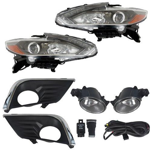 DURAFORCE LED Headlights Replacement For 2016-2018 Nissan Altima Halogen Fog Lights L+R