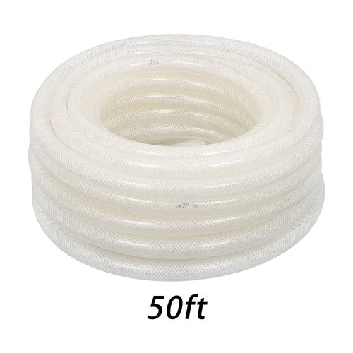DURAFORCE High Pressure Water Hose 50FT Braided Clear PVC Vinyl Tubing 1/2" ID 3/4" OD