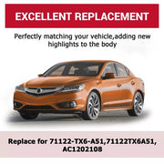 DURAFORCE Front Chrome Grille Grill Trim Frame For 2016-2018 Acura ILX Base 71122TX6A51