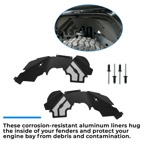 Aluminum Front Inner Fender Liners for 2007-2018 Jeep Wrangler JK JKU