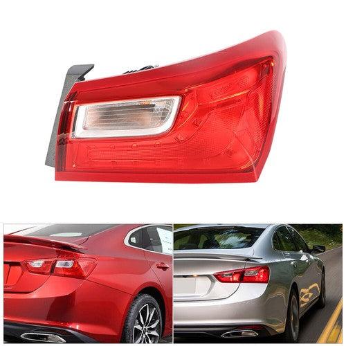 DURAFORCE Outer Tail Light Passenger RHSide For 2016-2021 Chevy Malibu Halogen Red Lens