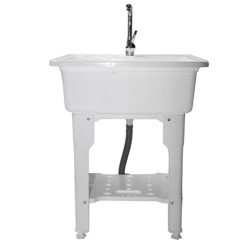 DURAFORCE 65 Freestanding Sink Commercial Laundry & Utility Room Sinks with Faucet White