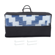 DURAFORCE Waterproof Plastic Foldable Rug 8x10FT Outdoor Carpet Navy Blue White