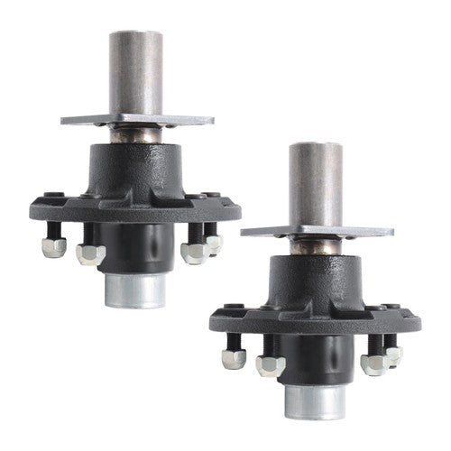 DURAFORCE 2PC Pre-Assembled 5 x 5.5" Trailer Hub Kit & Flange #84 Spindle With Bearing Kit