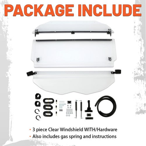 2-In-1 Flip Front Clear Windshield with Hardware for Can-Am Maverick X3 2017-2025