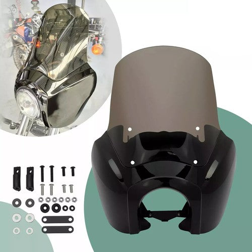 DURAFORCE Front Headlight Fairing 15'' Windshield For Harley Dyna Wide Super Glide T-Sport