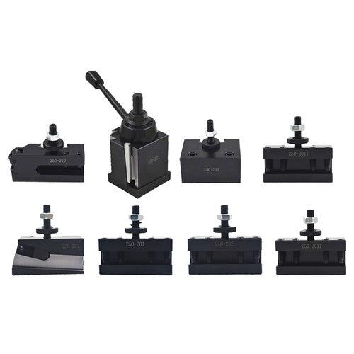 DURAFORCE BXA 250-222 New Wedge Type Tool Post For Lathe 10 - 15" With 7PC Tool Holders