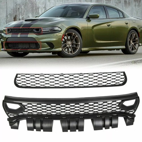 For 2015-23 Dodge Charger RT Scat Pack SRT Style Front Upper Lower Grille Kit