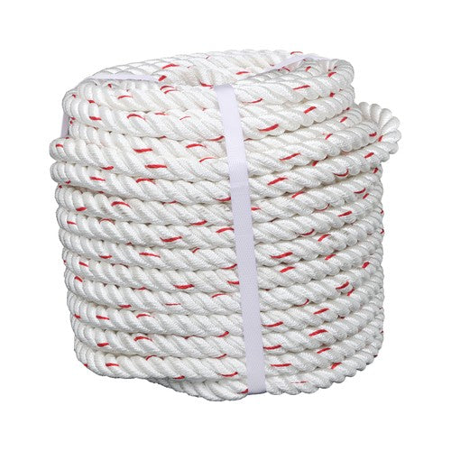 DURAFORCE 1790 Pounds white Red 5/8 'x 120'High Strength Braided Rope Breaking Strength