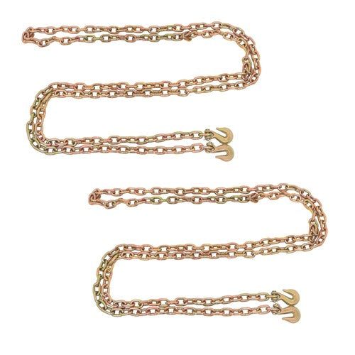 DURAFORCE 2pcs Transport Bundle Chain Steel Gold 7100lbs G80 3/8in×20ft Heavy Duty W/Hooks