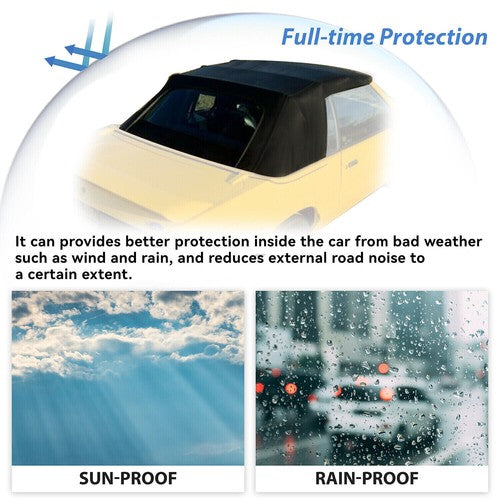 DURAFORCE Black Soft Top w/Plastic Window For 1983 83-93 Ford Mustang Convertible 2-Door