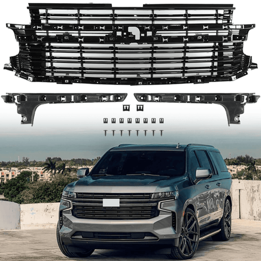 DURAFORCE 84634392 Black Front Bumper Grille for 2021-2024 Chevrolet Tahoe Suburban LT