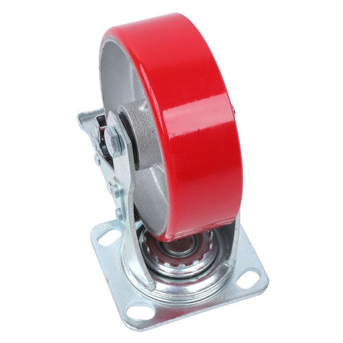 DURAFORCE 1 x 6' Heavy Duty Metal CASTERS Construction Red With Brakes