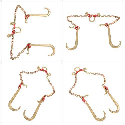 DURAFORCE 5/16" x 2' V Type Towing G80 Chain Bridle with 15" J and Grab Hooks Steel