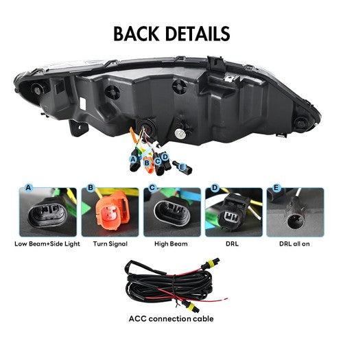 Full LED Headlights For Honda Civic 2006-2011 Sequential Headlamp Assembly Pair
