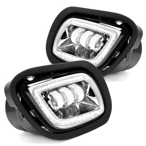 DURAFORCE Projector Fog Lights Lamp Chrome w/LED Halo Ring For Freightliner Cascadia 08-17