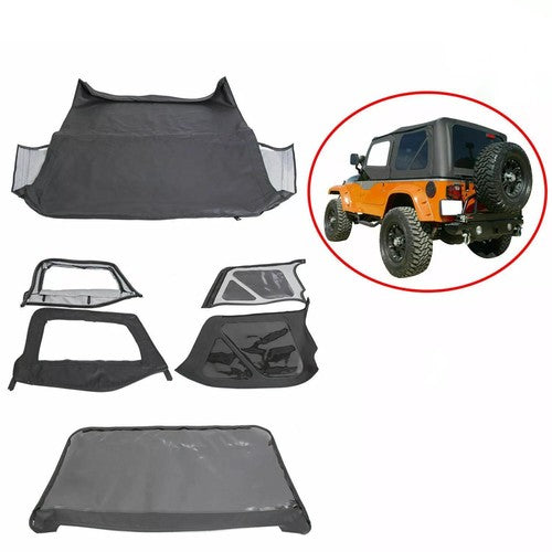 DURAFORCE 6pcs For 97-06 Jeep Wrangler TJ Replacement Front & Rear Soft Top + Upper Skins