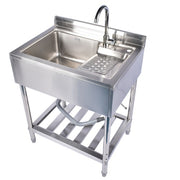 DURAFORCE 28.3in Stainless Steel Silver Sink, Free Standing Laundry Sink with Washboard