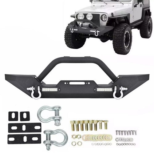 DURAFORCE Front Bumper With Winch Plate D Rings Rock Crawler for Jeep Wrangler 87-06 TJ YJ