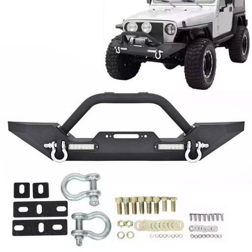 DURAFORCE Front Bumper With Winch Plate D Rings Rock Crawler for Jeep Wrangler 87-06 TJ YJ