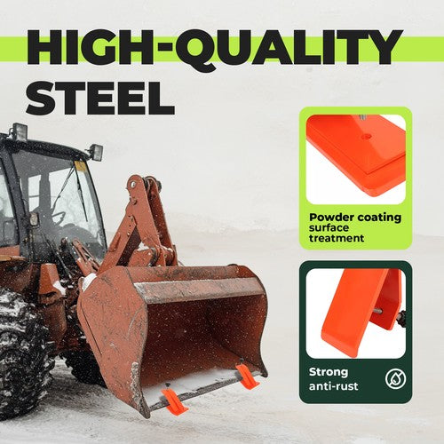 DURAFORCE Tractor Bucket Protector Ski Edge Tamer Protector Snow Leaf Removal Orange Steel