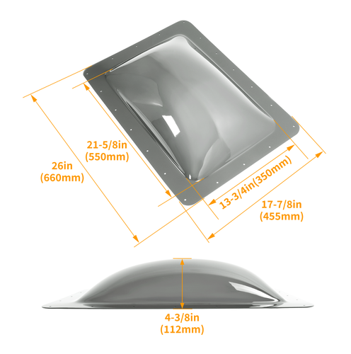 Tinted Plastic Skylight Cover Exterior 26x18 for Camper Trailer RV