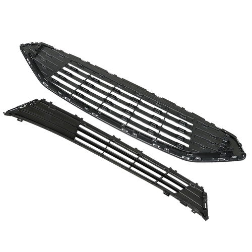 DURAFORCE Front Bumper Upper Lower Grill Assembly Plastic Chrome For Ford Fusion 2017-2018