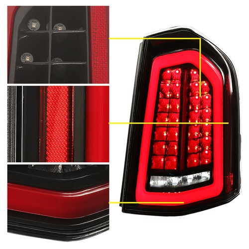 Full LED Taillights with LED Reverse Signal Black for 2011 2014 Chrysler 300