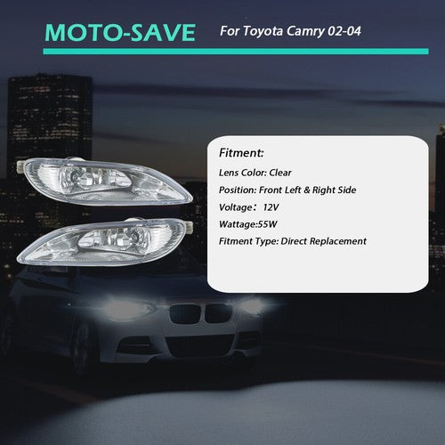 DURAFORCE Pair LH+RH Front Fog Lights w/9006 Bulbs For Toyota Camry Corolla Solara 02-08