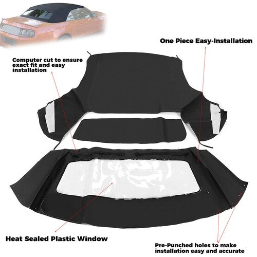 DURAFORCE For Ford mustang Convertible 1994 1995 -2003 2004 Soft top W/window BlK Plastic