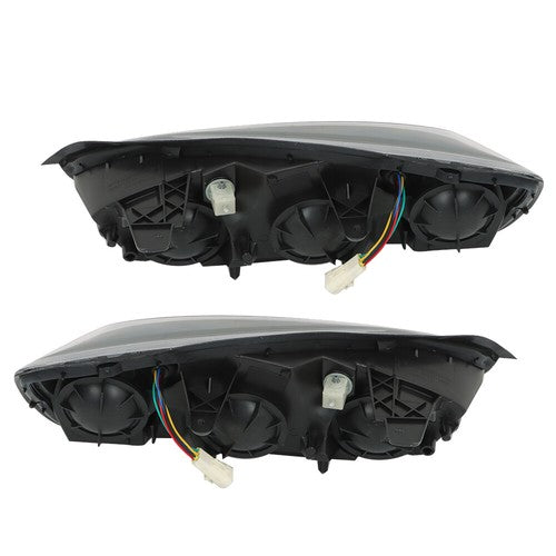 DURAFORCE RH & LH Headlights Headlamps Housing Halogen Black For Chevy Malibu 2004-2008