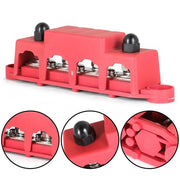 DURAFORCE Red 4 Post Busbar Bus Bar Power Distribution Block With Cover 5/16" 12V 250A