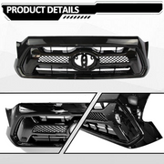 DURAFORCE For 2012 2013 2014 2015 Toyota Tacoma Front Bumper Gloss Black Grille Grill