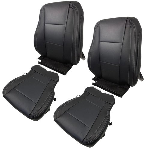 DURAFORCE Black For Ford F150 2015-2017 Driver&Passenger Bottom And Top Seat Cover Leather