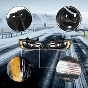 DURAFORCE Headlight Black Pair Projector For Chrysler 300 11-14 Passenger + Driver Side