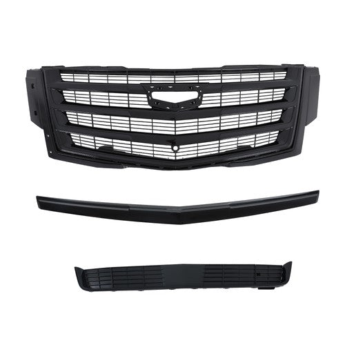 DURAFORCE Gloss Black Front Center Mesh Grille Fit For Cadillac Escalade 2015-2020 3Pcs