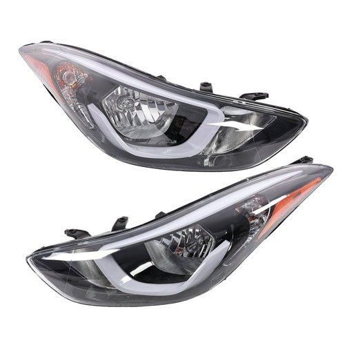 DURAFORCE Headlights Assembly Left Right Pair w/ Bulbs for Hyundai Elantra 2014 2015 2016