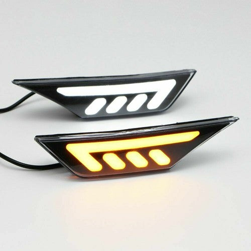 DURAFORCE Black LED Front Bumper Side Marker Light Turn Signal For 2016-2021 Honda Civic
