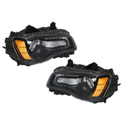 DURAFORCE Pair Headlights Headlamps Halogen Black Clear Lens For Chrysler 300 2011-2014