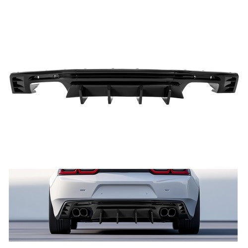 Rear Bumper Diffuser Lip Spoiler Glossy Black For 2016-24 Chevy Chevrolet Camaro