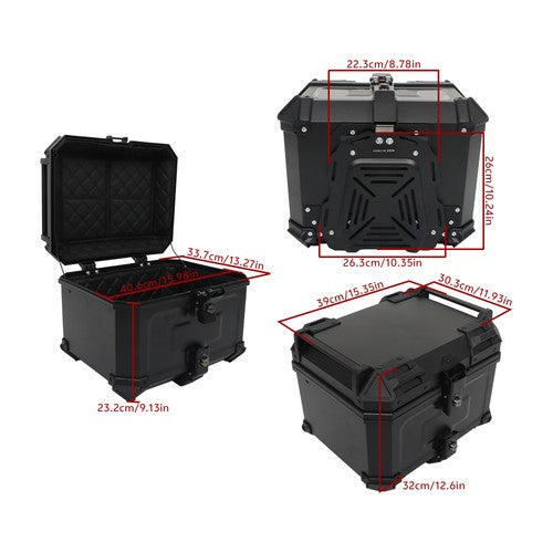 DURAFORCE Motorcycle Top Case Waterproof Rear Tour Box with Security Lock Helmet Case 45L